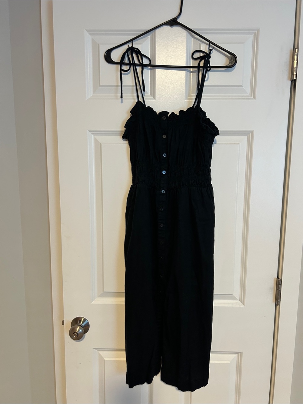 Universal Thread Black Tie-Shoulder Button-Front Midi Dress